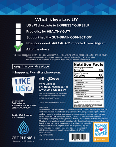 Sugar Free Probiotics Dark Chocolate - Emoji It Happens (12 packs)