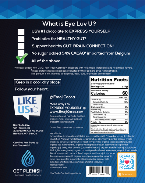 Sugar Free Probiotics Dark Chocolate - Heart (12 packs)