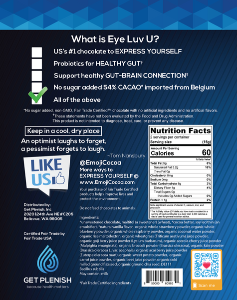 Sugar Free Probiotics Dark Chocolate - Emoji Laugh (12 packs)