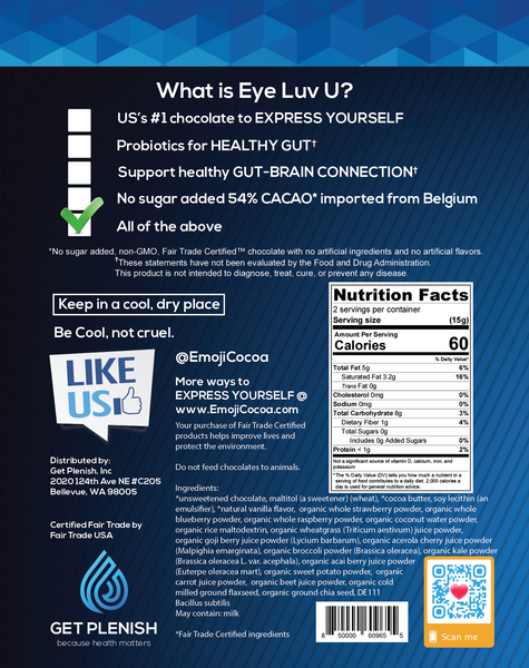 Sugar Free Probiotics Dark Chocolate - Emoji Cool (12 packs)