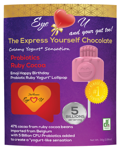 Ruby Chocolate 47.3% Cocoa Probiotics - Emoji Happy Birthday (12 packs)