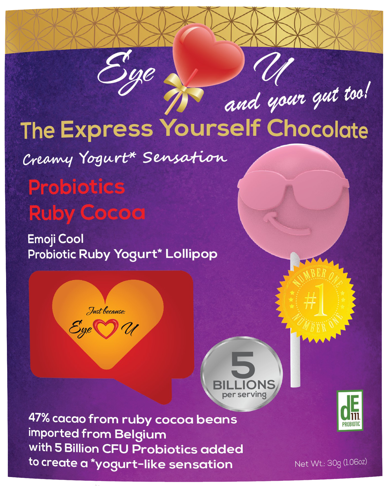 Ruby Chocolate 47.3% Cocoa Probiotics - Emoji Cool (12 packs)