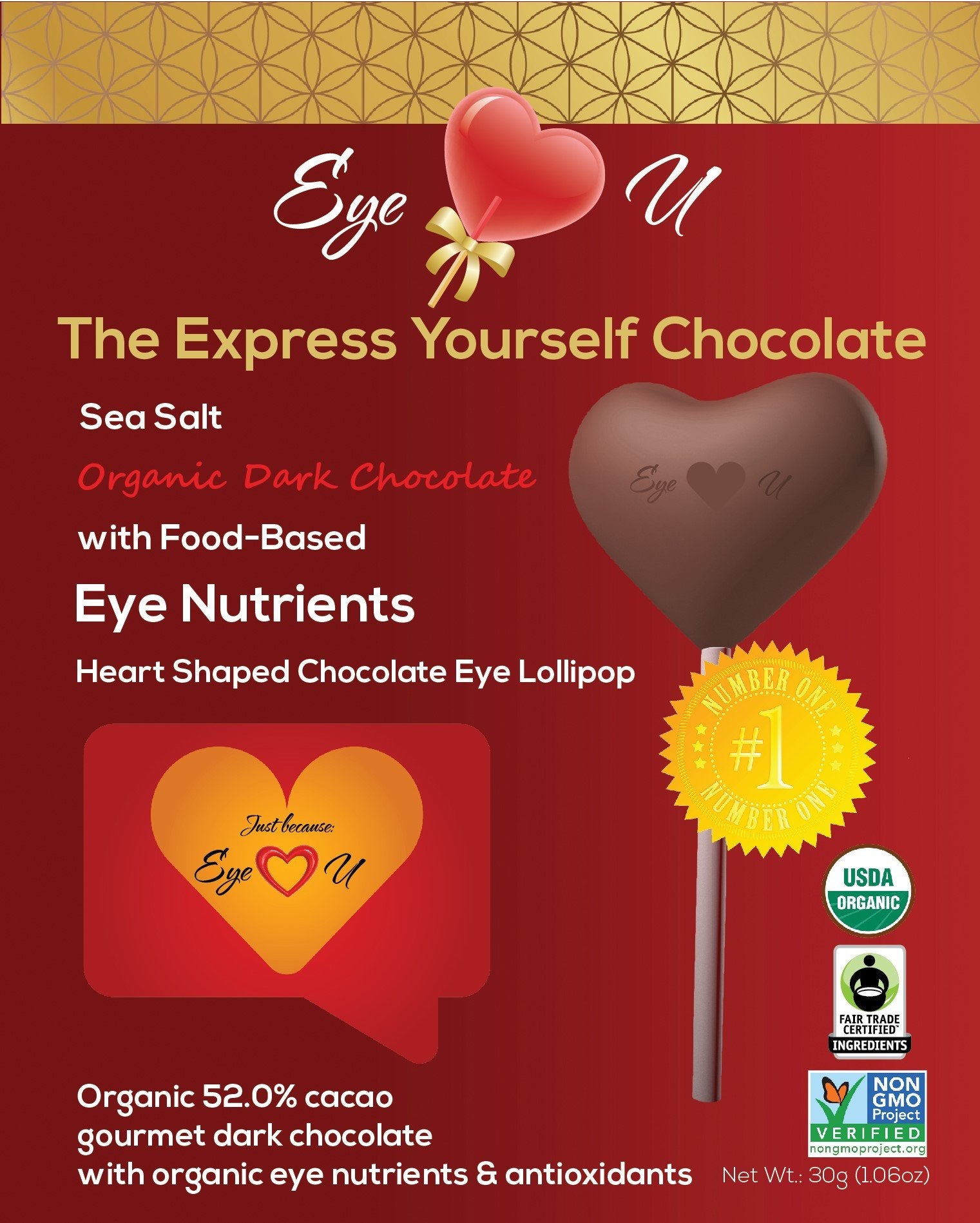 Sea Salt Organic Dark Chocolate -  Heart (12 packs)