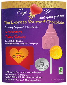 Ruby Chocolate 47.3% Cocoa Probiotics - Emoji Baby Bottle Baby Shower Party Favor (12 packs)