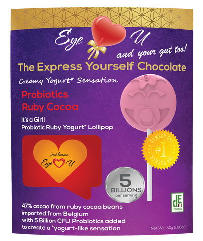 Ruby Chocolate 47.3% Cocoa Probiotics - It's a Girl! Baby Shower Party Favor (12 packs)