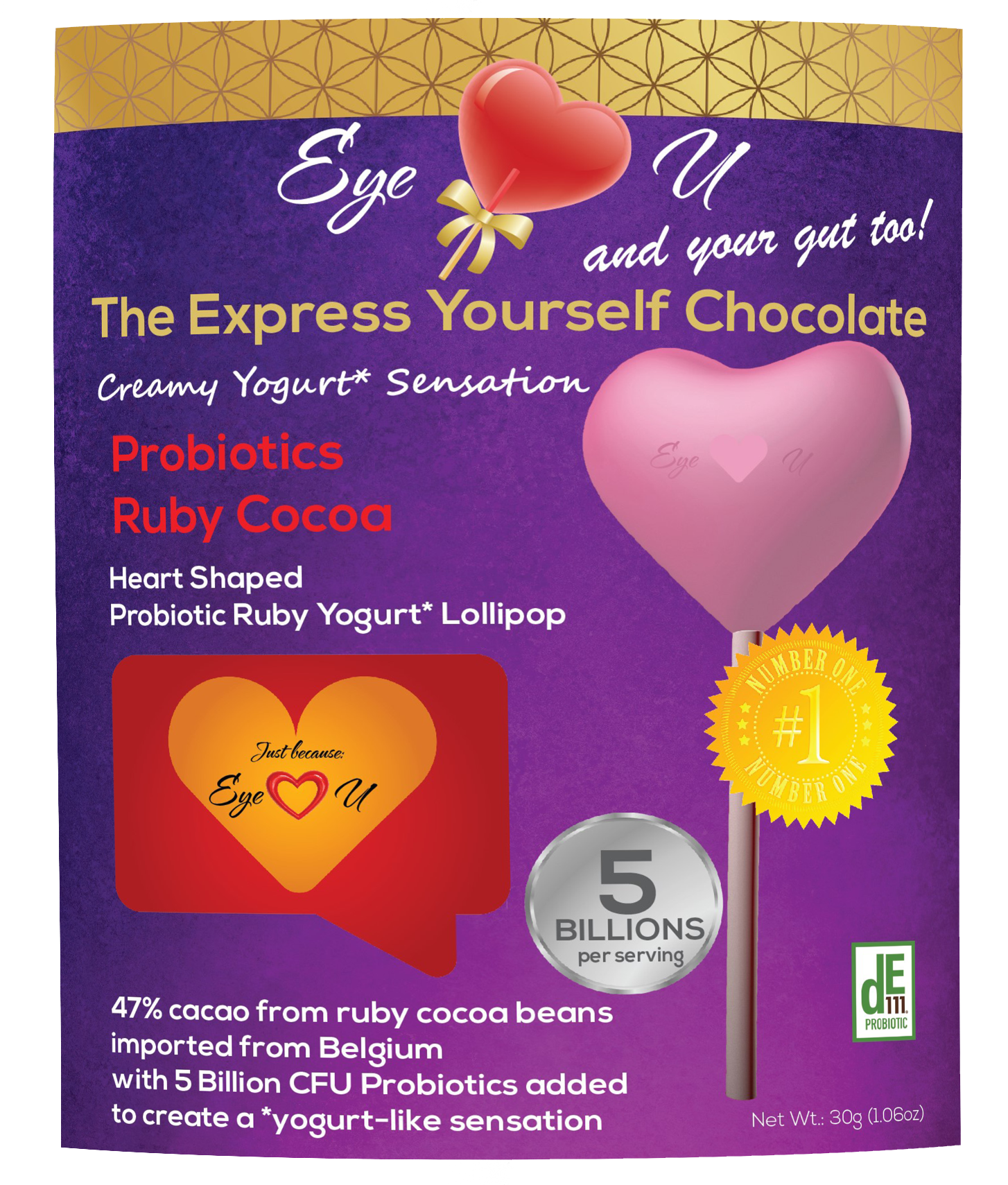 Ruby Chocolate 47.3% Cocoa Probiotics - Heart (12 packs)