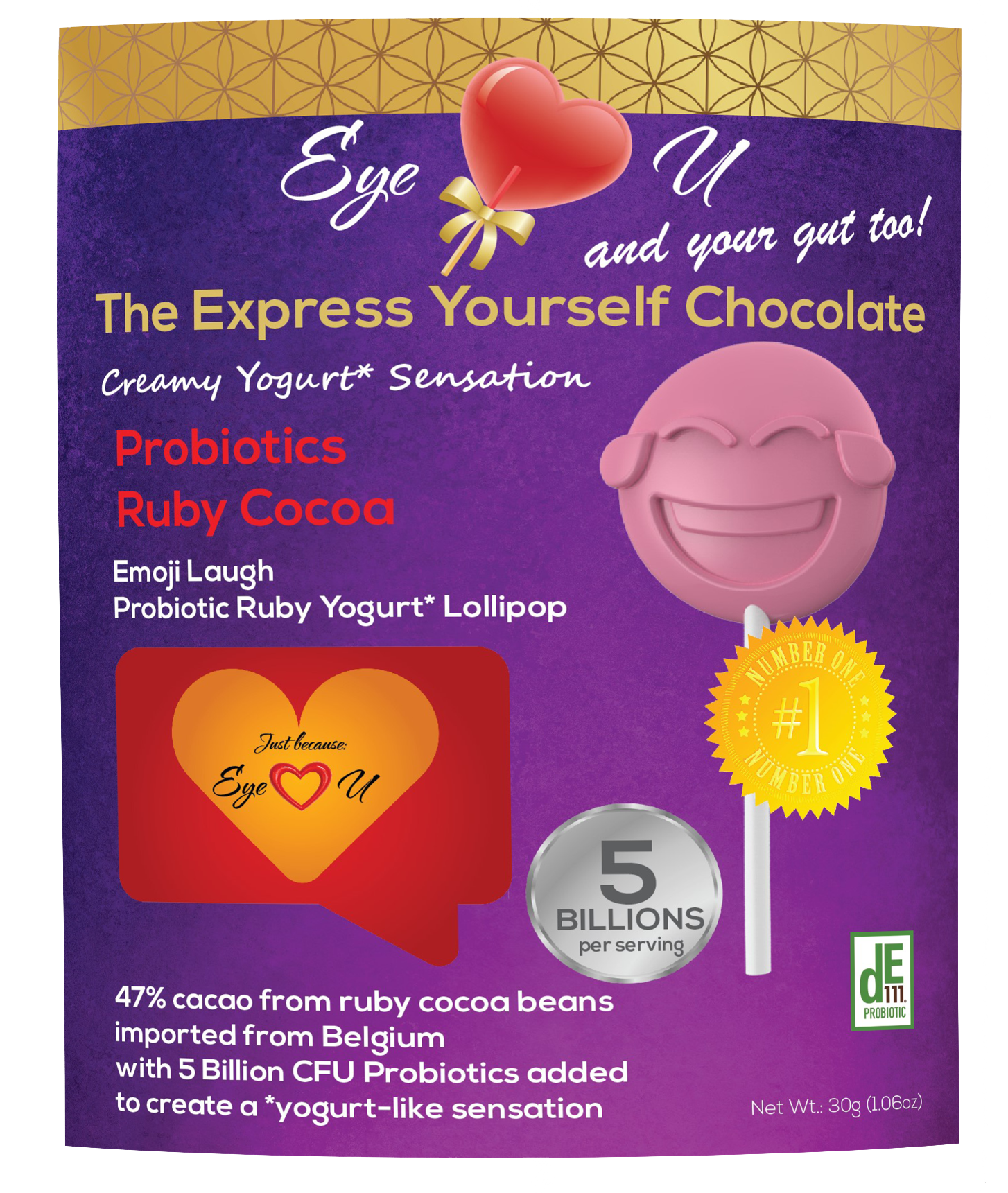 Ruby Chocolate 47.3% Cocoa Probiotics - Emoji Laugh (12 packs)