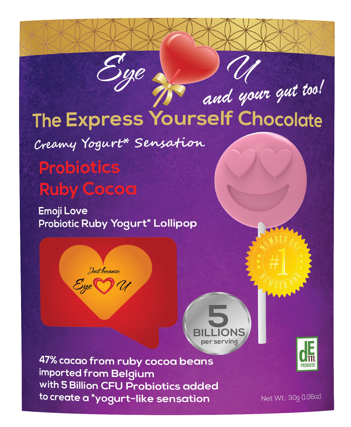 Ruby Chocolate 47.3% Cocoa Probiotics - Emoji Love (12 packs)