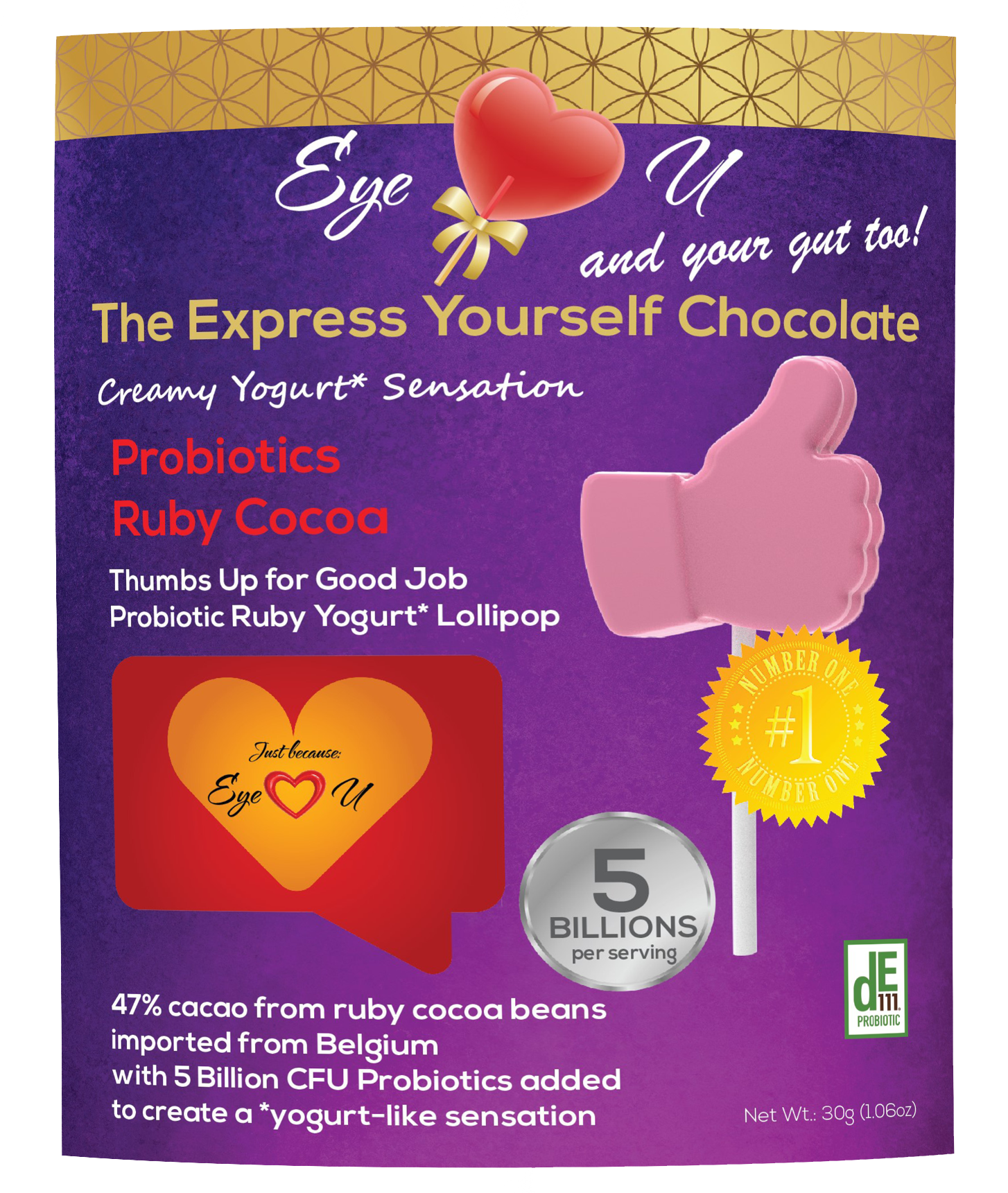 Ruby Chocolate 47.3% Cocoa Probiotics - Thumbs Up for Good Job (12 packs)