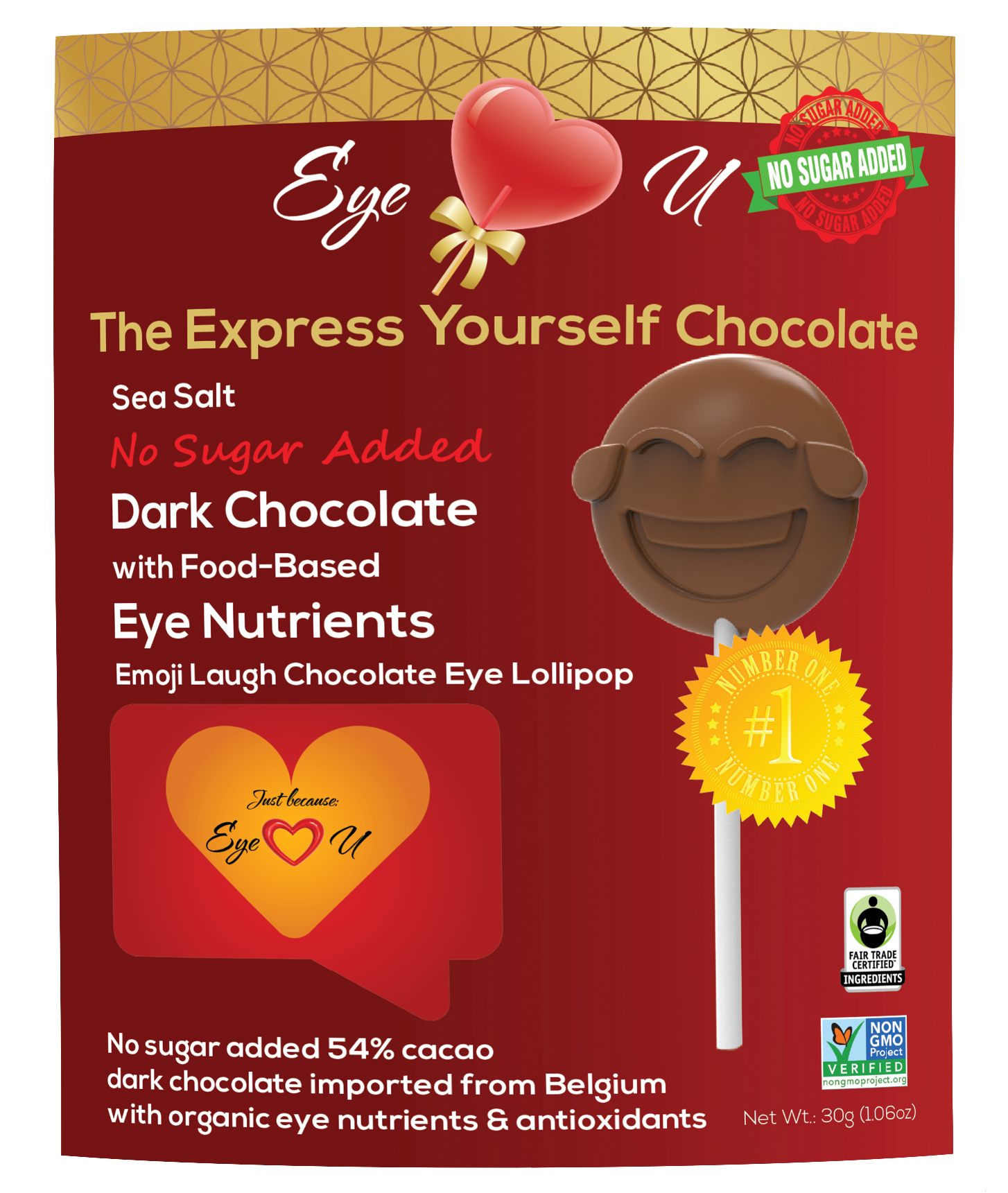 Sugar Free Sea Salt Dark Chocolate -  Emoji Laugh (12 packs)